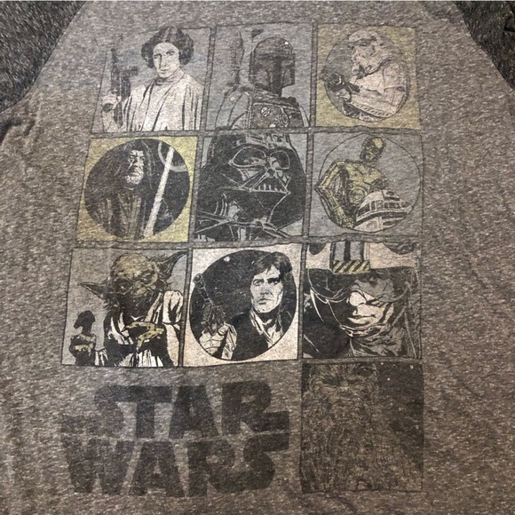 Philcos Star Wars Raglan 3/4 Long Sleeve T Shirt in Black & Gray Size L - Picture 4 of 9